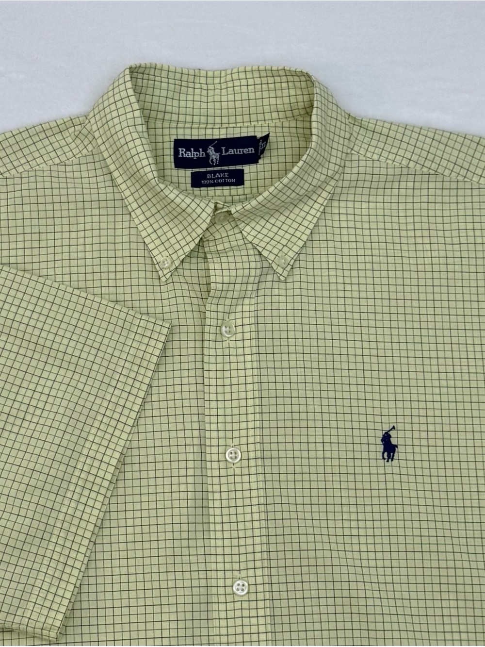 Ralph Lauren Blake Men's XL Short Sleeve Button Down Yellow Green Preppy